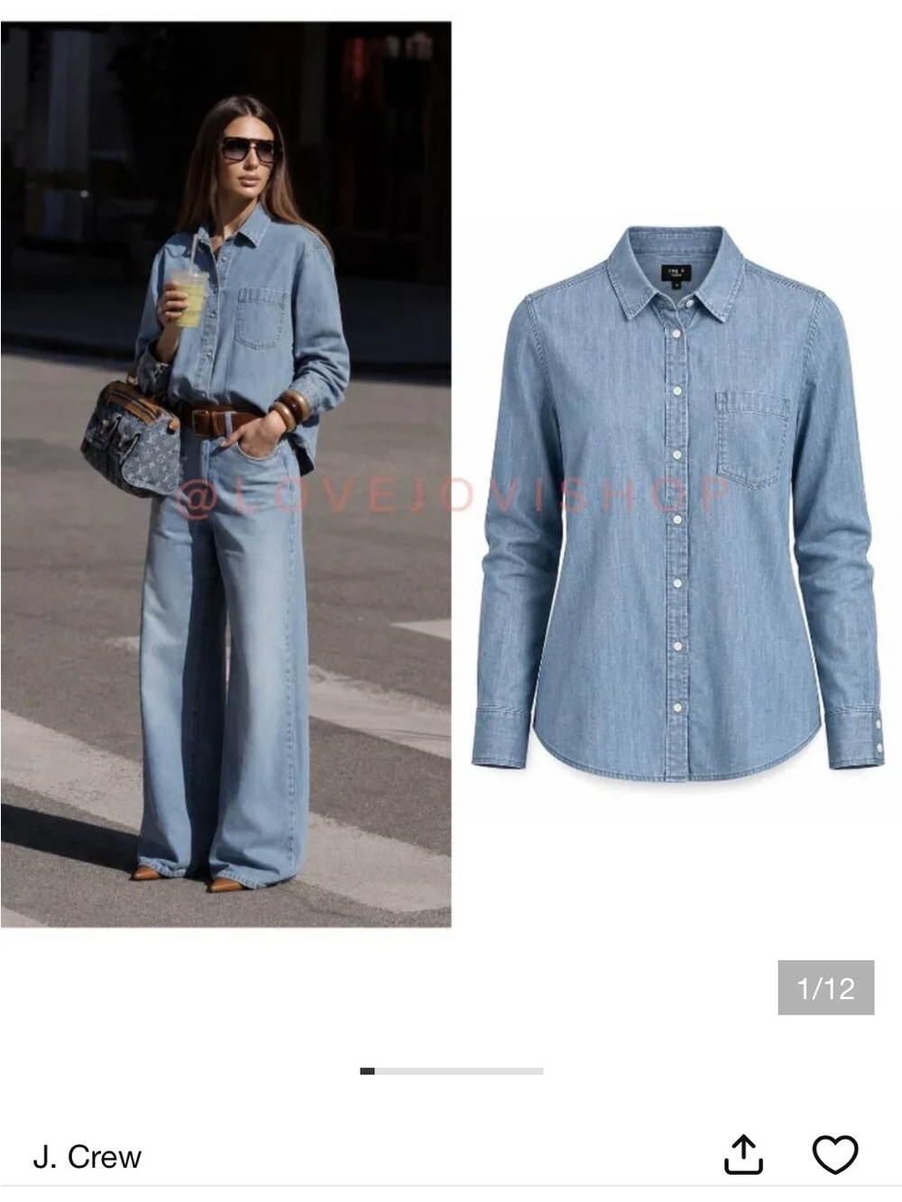 J. Crew Light Blue Denim Button-Up Shirt